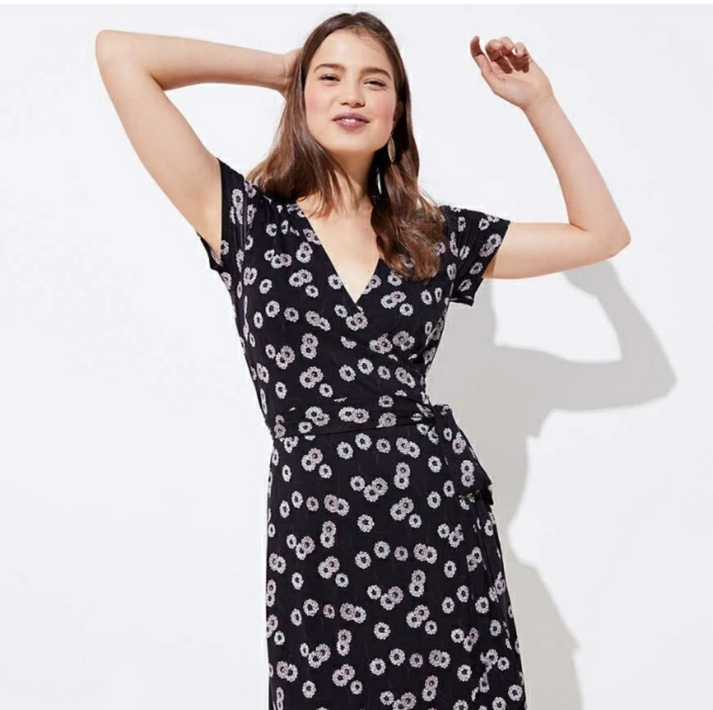 Loft vine knit wrap dress